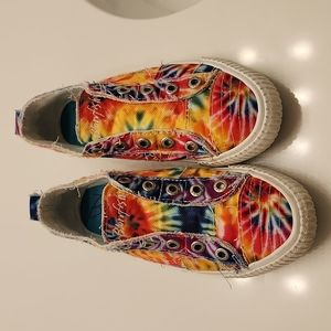 BLOWFISH TIE-DYE SNEAKERS SIZE 7 Slip-On No Laces, Hippie Grateful Dead Phish